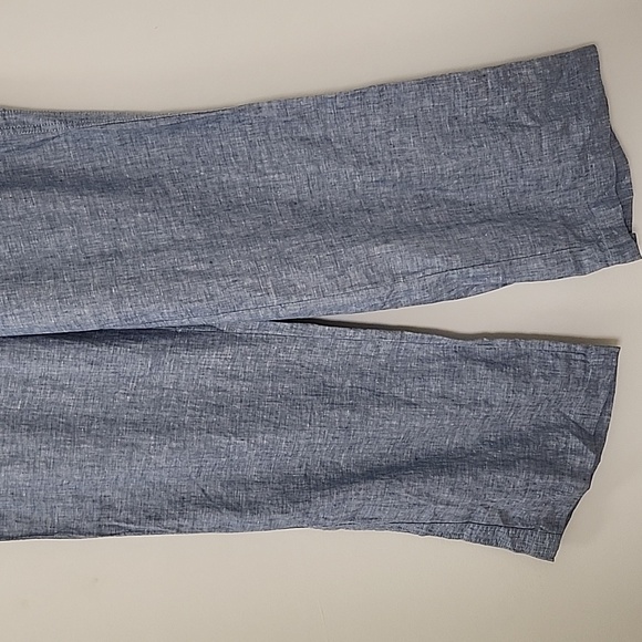 NWT Athleta Cabo 100%  Linen Wide Leg Pants Womens Sz 4 Blue Boho Zipper Pocket - Picture 7 of 16